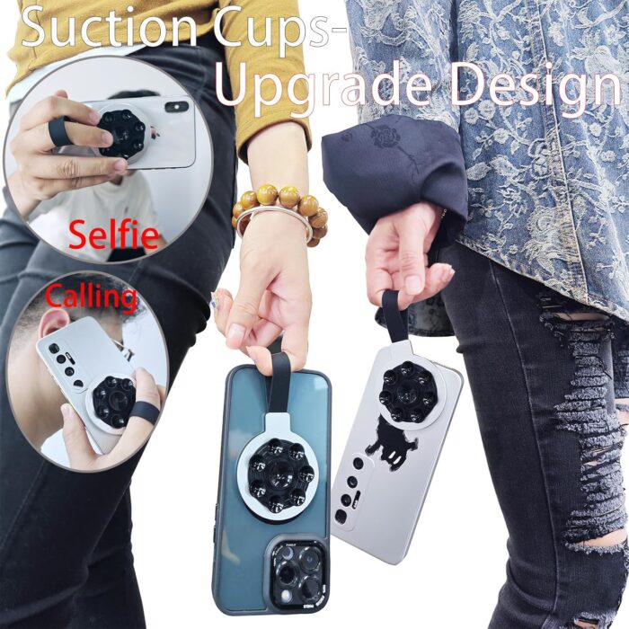 1746796846 silicone double sided universal phone holder suction octo cup buddy sticky grip cellphone case mount compatible with iphone aluminum alloy stand for selfie video tiktok gym shower kitchen.jpg