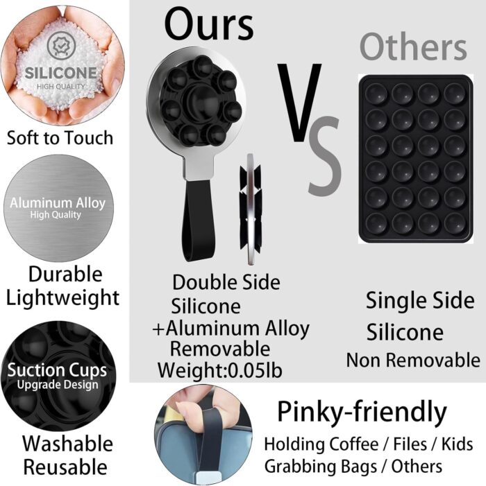 1746796848 silicone double sided universal phone holder suction octo cup buddy sticky grip cellphone case mount compatible with iphone aluminum alloy stand for selfie video tiktok gym shower kitchen.jpg