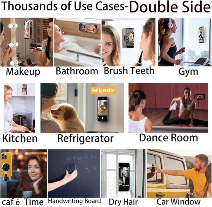 1746796850 silicone double sided universal phone holder suction octo cup buddy sticky grip cellphone case mount compatible with iphone aluminum alloy stand for selfie video tiktok gym shower kitchen.jpg