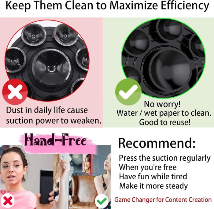 1746796855 silicone double sided universal phone holder suction octo cup buddy sticky grip cellphone case mount compatible with iphone aluminum alloy stand for selfie video tiktok gym shower kitchen.jpg