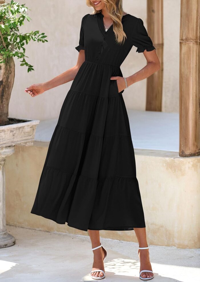 1746799176 prettygarden womens summer casual short sleeve v neck midi dresses 2025 spring a line tiered wedding guest dress.jpg