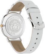 1746802322 versace v eternal collection luxury womens watch timepieces with a white strap featuring a stainless steel case and a silver dial.jpg