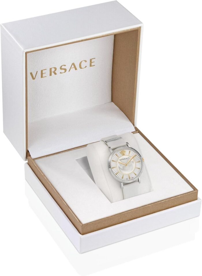 1746802324 versace v eternal collection luxury womens watch timepieces with a white strap featuring a stainless steel case and a silver dial.jpg