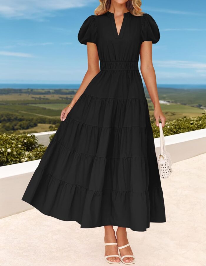 1746802850 zesica womens summer casual maxi dress 2025 puff short sleeve v neck ruffle tiered flowy boho beach dresses.jpg