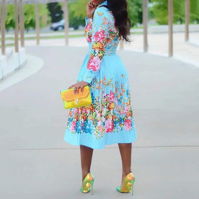 1746806530 verwin lapel three quarter sleeve knee length pleated floral womens sheath dress.jpg