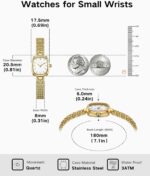 1746809930 small gold watch series womens watch diamond studded rectangular case adjustable stainless steel bracelet wrapped by stylish gift box elegant present watch for women.jpg