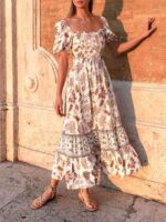 1746820505 zesica womens 2025 summer boho floral print square neck ruffle swing beach long maxi dress.jpg