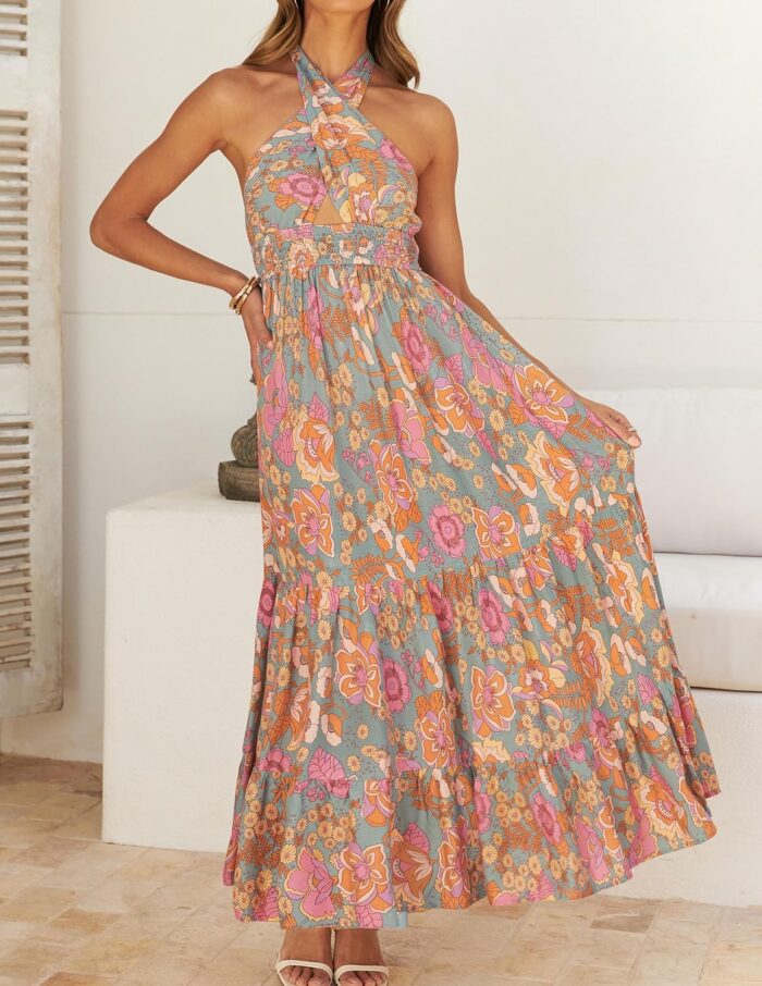 1746824340 zesica womens 2025 summer crossover halter neck sleeveless plaid cut out backless flowy a line maxi dress.jpg