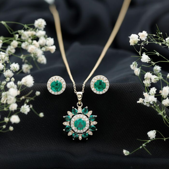 1746824818 certified lab grown emerald necklace earring set aaaa quality emerald moissanite flower jewelry set ready to gift.jpg