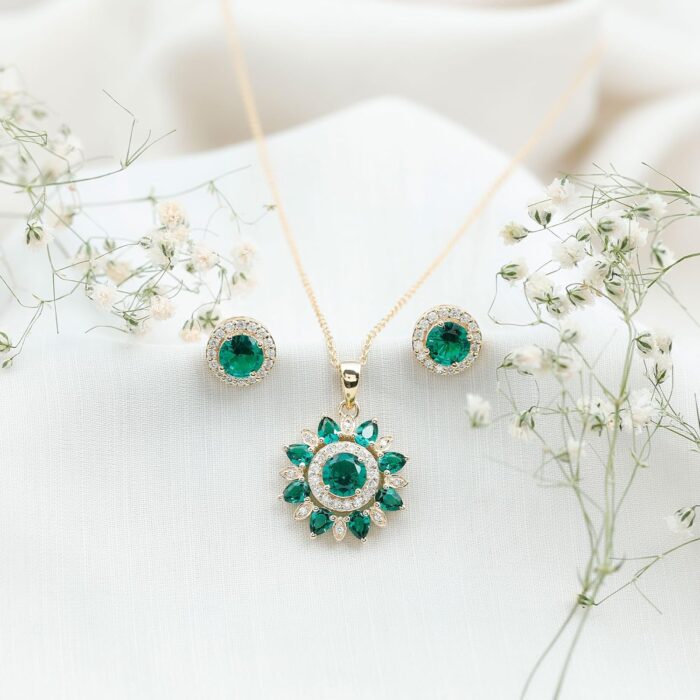 1746824821 certified lab grown emerald necklace earring set aaaa quality emerald moissanite flower jewelry set ready to gift.jpg