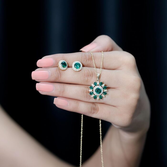 1746824823 certified lab grown emerald necklace earring set aaaa quality emerald moissanite flower jewelry set ready to gift.jpg