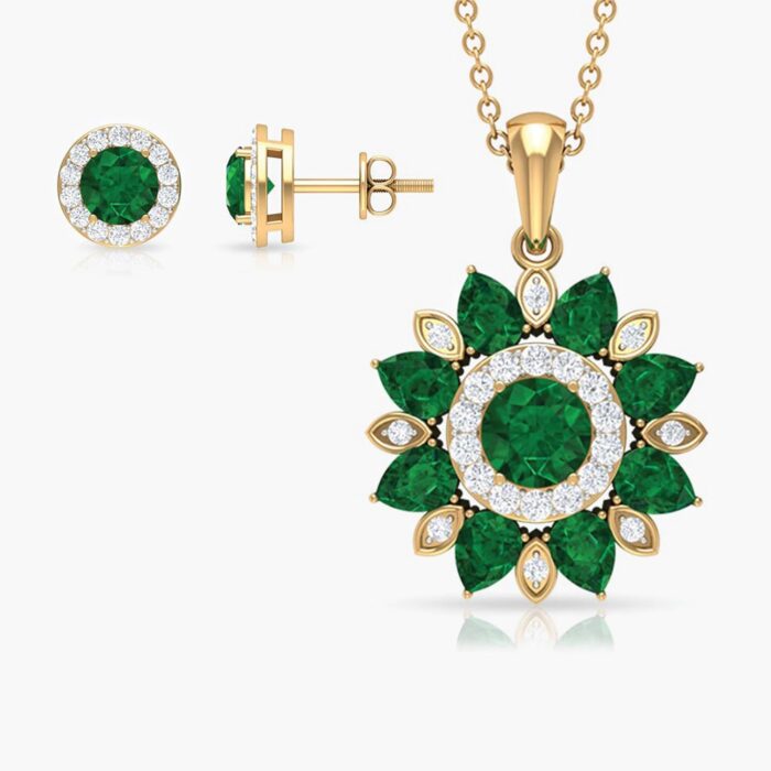 1746824827 certified lab grown emerald necklace earring set aaaa quality emerald moissanite flower jewelry set ready to gift.jpg