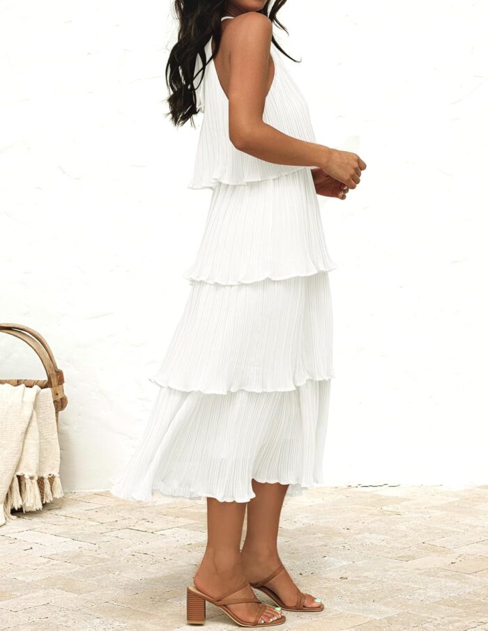 1746832003 zesica womens 2025 summer sleeveless halter neck ruffle tiered layed chiffon flowy swing long midi dress.jpg