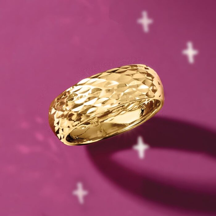 1746835065 ross simons italian 14kt yellow gold sparkle pattern ring. size 8.jpg