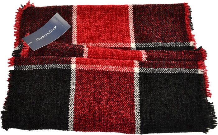 1746837119 save on product designer womens club woven chenille loop scarf red black check winter.jpg