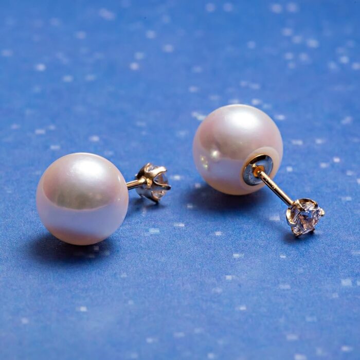 1746840185 japanese 8.0mm akoya cultured pearl earrings black with white sapphire for women with 18k yellow gold stylish design excellent gift pearl earrings.jpg