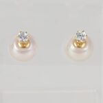 1746840187 japanese 8.0mm akoya cultured pearl earrings black with white sapphire for women with 18k yellow gold stylish design excellent gift pearl earrings.jpg