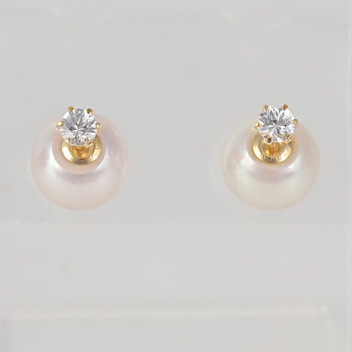 1746840187 japanese 8.0mm akoya cultured pearl earrings black with white sapphire for women with 18k yellow gold stylish design excellent gift pearl earrings.jpg