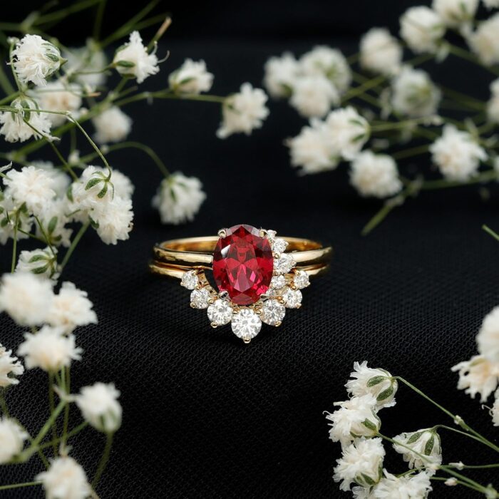 1746851311 certified lab grown ruby bridal ring set aaaa quality 6x8 mm ruby engagement ring with diamond enhancer ideal for gift.jpg