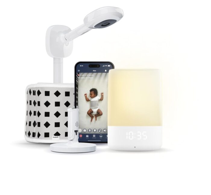 1746851419 nanit superior sleep set includes newborn baby essentials pro camera with wall mount travel stand and the sound light audio monitoring machine baby night light.jpg