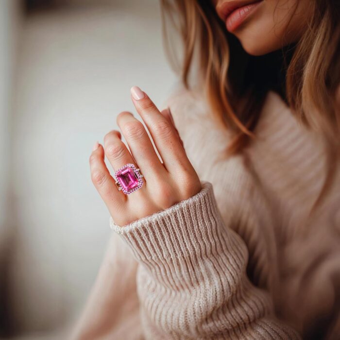 1746853536 ross simons 14.00 carat pink topaz and .80 ct. t.w. multi gemstone ring in sterling silver. size 7.jpg