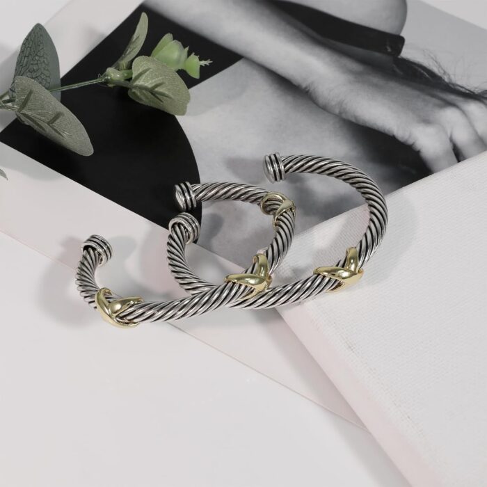 1746855560 3pcs twisted cable bracelet and chain rings trendy cuff bracelet link rings designer dupes adjustable bangle set jewelry for women gifts for her.jpg