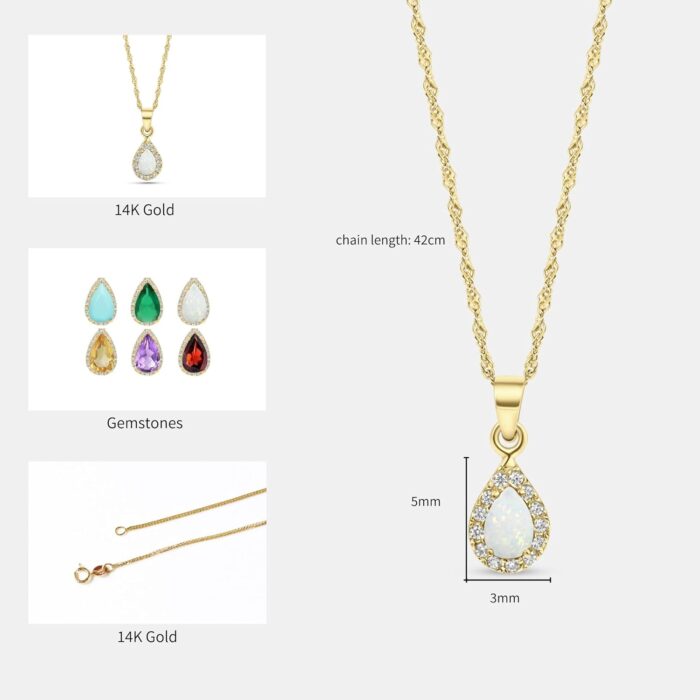 1746866288 14k gold opal necklace october birthstone 3x5mm with 14k solid yellow gold pendant and thin 14k gold chain white opal gemstonehandmade birthday gift for classy women.jpg