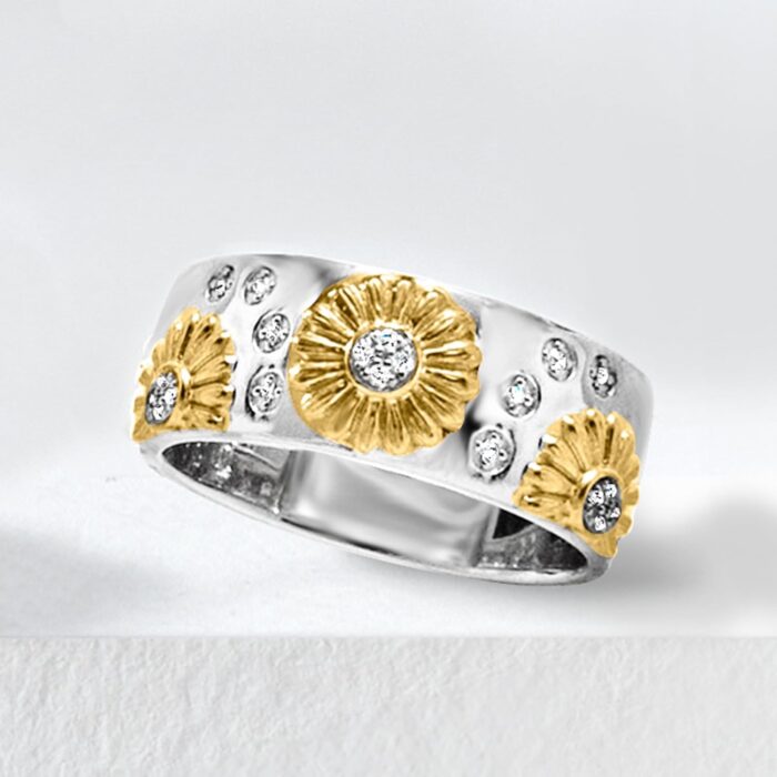 1746872256 ross simons diamond sunflower ring in 2 tone sterling silver.jpg
