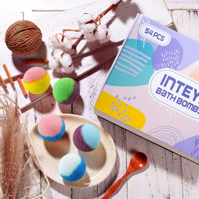 1746875490 inteye luxury bath bombs gift set 54pc skin nourishing mineral bath salts with natural essential oils 9 aromas spa qualit self care for women men kids eco friendly packaging.jpg