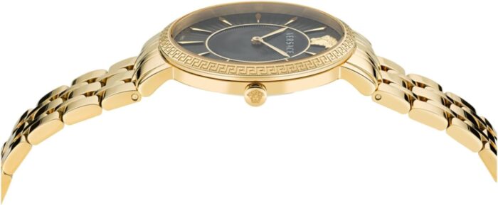 1746875666 versace v eternal collection luxury womens watch timepieces with a gold bracelet and case featuring a black dial.jpg