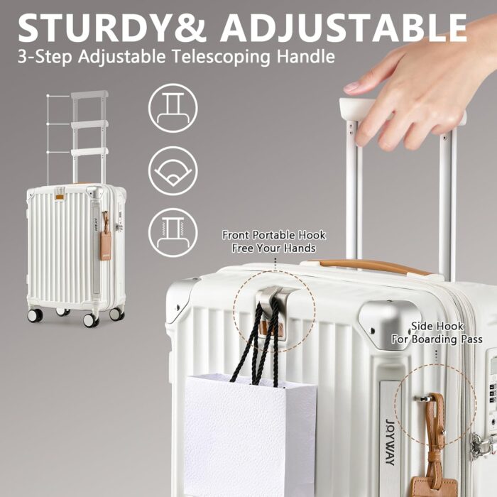 1746885037 joyway 3 piece set hardside expandable luggage with usb charging port and cup holder tsa lock spinner wheels suitcase for international travel lightweight carry on checked baggage white.jpg