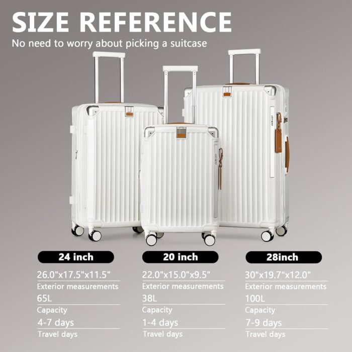 1746885040 joyway 3 piece set hardside expandable luggage with usb charging port and cup holder tsa lock spinner wheels suitcase for international travel lightweight carry on checked baggage white.jpg