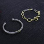 1746885248 2pcs twisted cable bracelet and chain for women fashion wire cuff bracelet link chain adjustable bangle set designer dupes jewelry gifts for her 2pcs c.jpg