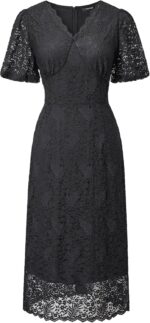 1746888478 womens lace floral v neck dress with puff sleeves and back zipper elegant and romantic design.jpg
