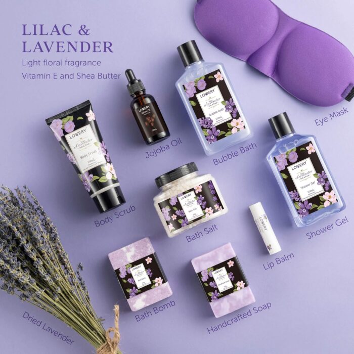1746890815 mothers day gifts lavender lilac spa gift basket for women men handmade soap potpourri bath bomb jojoba oil organic lip balm more stress relief set bath body self care package.jpg