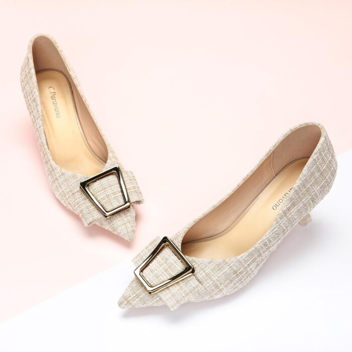 1746891435 c.paravano womens kitten heel pumps pointed toe wedding shoes with metal bucklebreathable soft leather for office attire cocktail partiesdate nights springsummer events.jpg