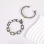 1746900312 2pcs twisted cable bracelet and chain for women fashion wire cuff bracelet link chain adjustable bangle set designer dupes jewelry gifts for her 2pcs b.jpg