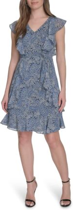 1746920040 tommy hilfiger womens fit and flare ruffle sleeve chiffon dress.jpg