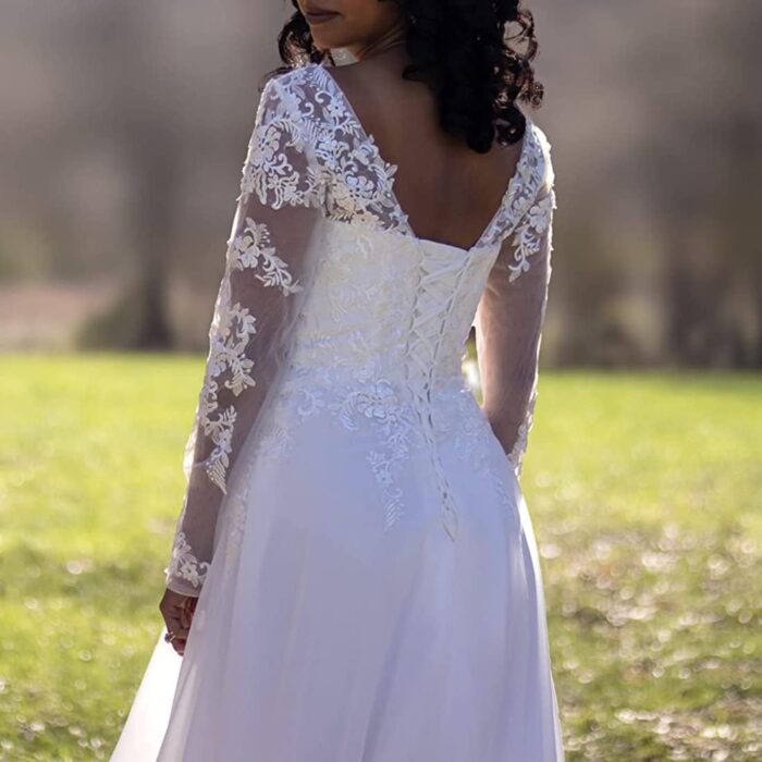 1746925891 wedding dresses for bride 2025 with lace appliques chiffon a line women dress long sleeves beach bride dress.jpg