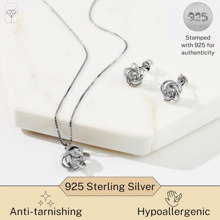 1746957170 max stone 14 carat natural diamond love knot stud earrings and pendant necklace for women 925 sterling silver diamond jewelry sets hypoallergenic diamonds necklace and earrings.jpg