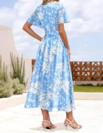 1746958246 zesica womens 2025 summer floral v neck midi dress boho short sleeve high waist flowy beach vacation dresses with belt.jpg