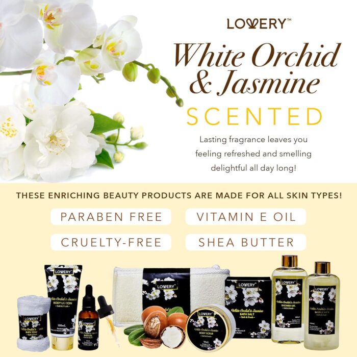 1746982277 mothers day gift basket for mom bath and body gift basket for women and men – orchid jasmine home spa set with body scrubs lotions oils gels and more care package for women men 9 piece set.jpg