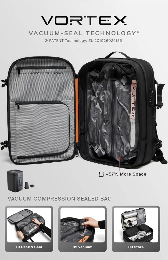 1747007530 vortex vacuum seal travel backpack 60l exapandable air compression system water resistant tsa lock carry on suitcase luggage gray aero vacuum pump included.jpg