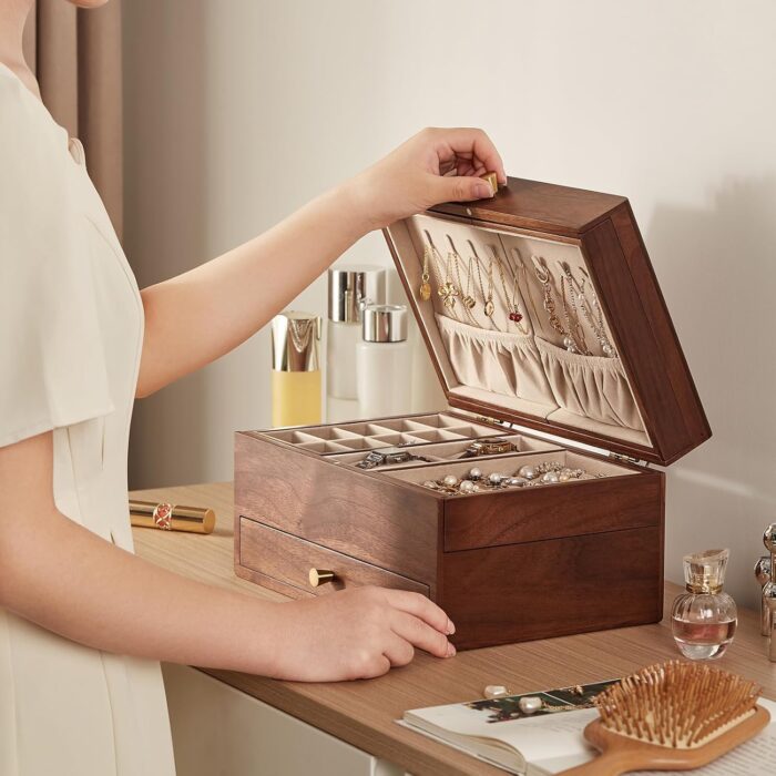 1747009166 chosin black walnut wooden jewelry box for women 3 level multi functional drawer wood organizer box with mirror for watch necklace ring earring storage mothers day gifts.jpg