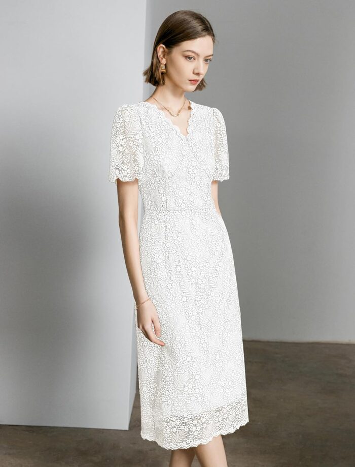 1747010025 womens lace floral v neck dress with puff sleeves and back zipper elegant and romantic design white.jpg