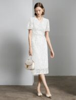 1747010027 womens lace floral v neck dress with puff sleeves and back zipper elegant and romantic design white.jpg