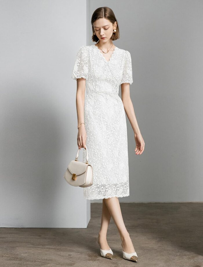 1747010027 womens lace floral v neck dress with puff sleeves and back zipper elegant and romantic design white.jpg