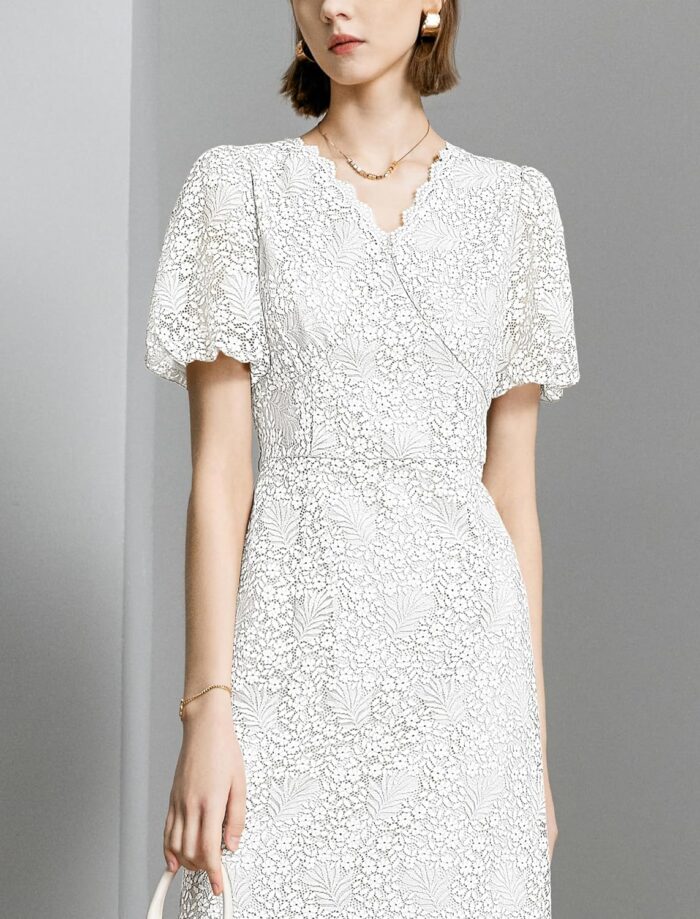 1747010031 womens lace floral v neck dress with puff sleeves and back zipper elegant and romantic design white.jpg