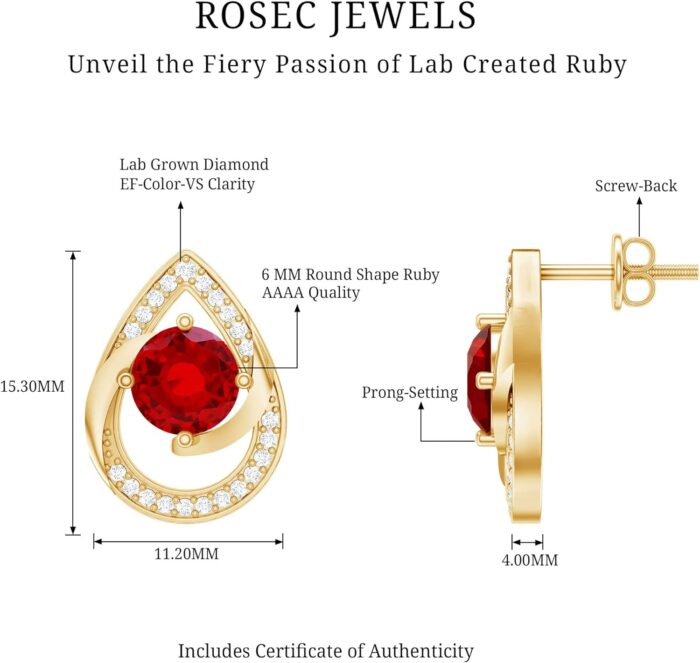 1747011205 certified 6 mm lab grown ruby stud earrings for women aaaa quality ruby diamond teardrop earrings with jewelry box.jpg