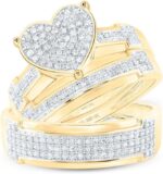 1747019483 his and hers bridal womens and mens engagment and wedding band complete trio matching wedding rings set 10k yellow gold round diamond heart 12 cttw.jpg